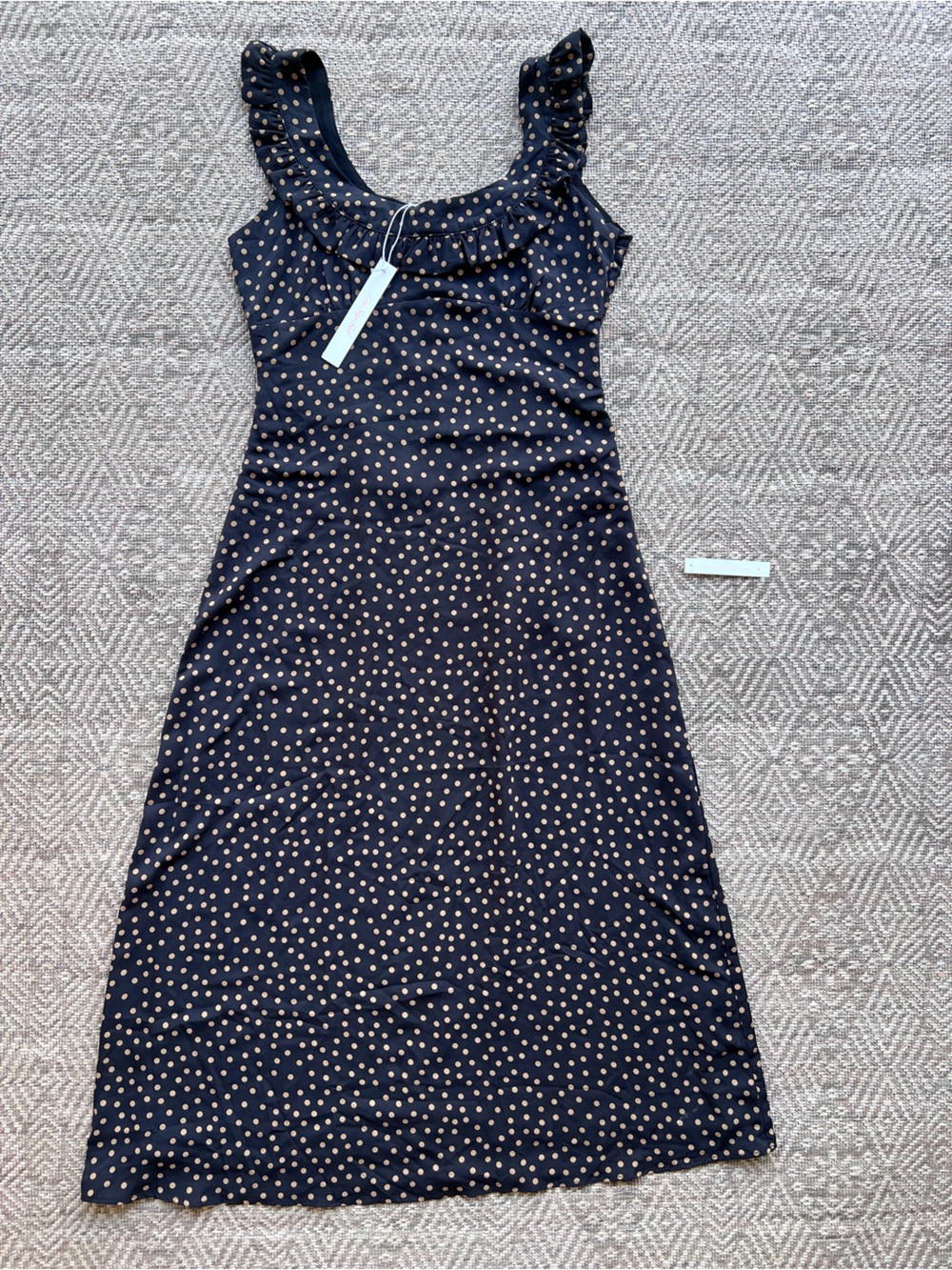 Lisa Says Gah Iris Dress M NWT Black Polka Dot Ruffle Midi Maxi Tie Waist